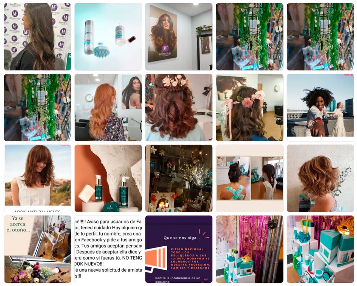 Redes sociales de Mercedes Fraga Peluquería